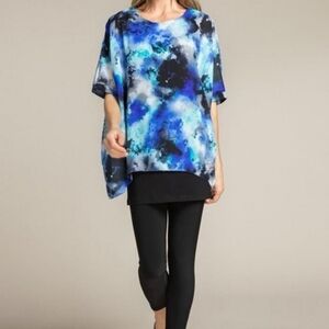 Sympli Whisper Twin Tunic 3/4 Sleev Gypsy Blues/black Size 8